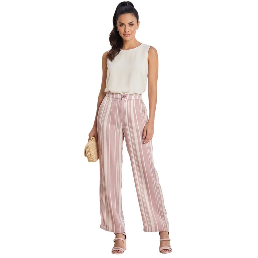 Show Me Your Mumu Kensington High Waisted Striped Satin Dressy Pant Small NWT